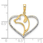 and Rhodium Diamond-cut Dog Head in Heart Pendant - WBC