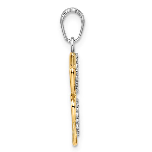 and Rhodium Diamond-cut Dog and Puppy Pendant - WBC