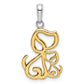 and Rhodium Diamond-cut Dog and Puppy Pendant - WBC