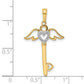 and Rhodium Diamond-cut Heart/Angel Wings Key Pendant - WBC