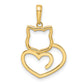 and Rhodium Diamond-cut Cat Heart Pendant - WBC