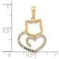 and Rhodium Diamond-cut Cat Heart Pendant - WBC