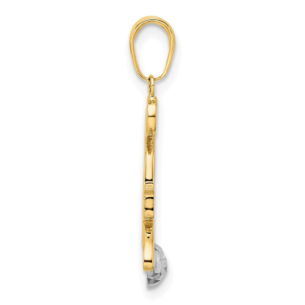 and Rhodium Diamond-cut Cat and Ball Pendant - WBC