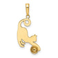 and Rhodium Diamond-cut Cat and Ball Pendant - WBC