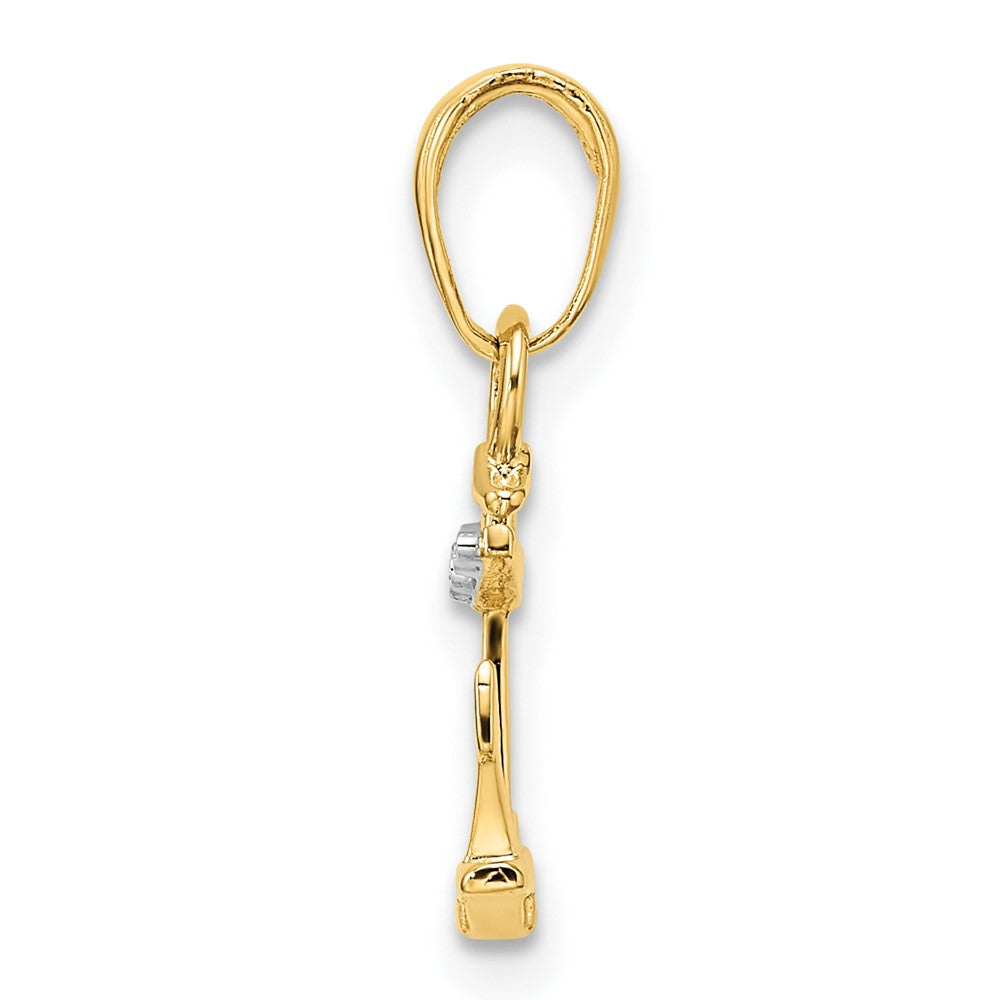 / Rhodium D/C Anchor Pendant - WBC