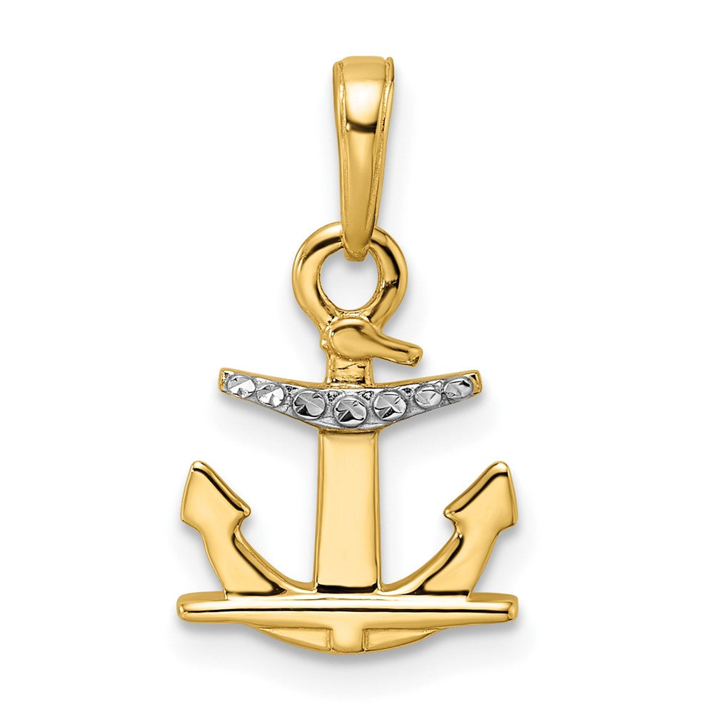 / Rhodium D/C Anchor Pendant - WBC
