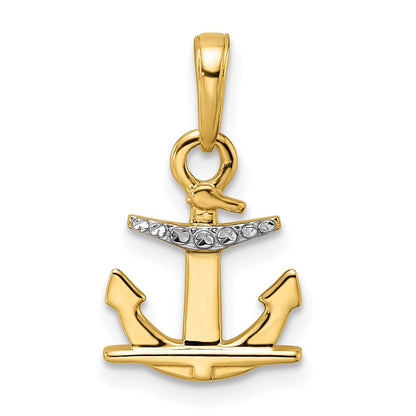 / Rhodium D/C Anchor Pendant - WBC