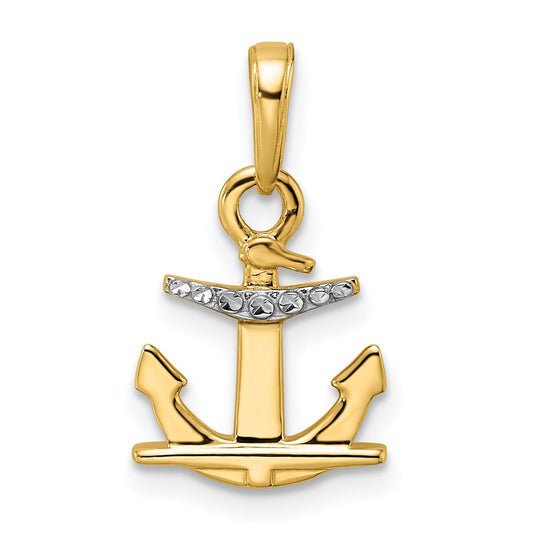 / Rhodium D/C Anchor Pendant - WBC