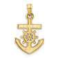 and Rhodium Diamond-cut Anchor and Ship's Wheel Pendant - WBC