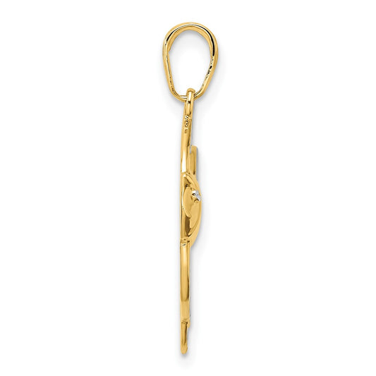 and Rhodium Diamond-cut Angelfish Pendant - WBC