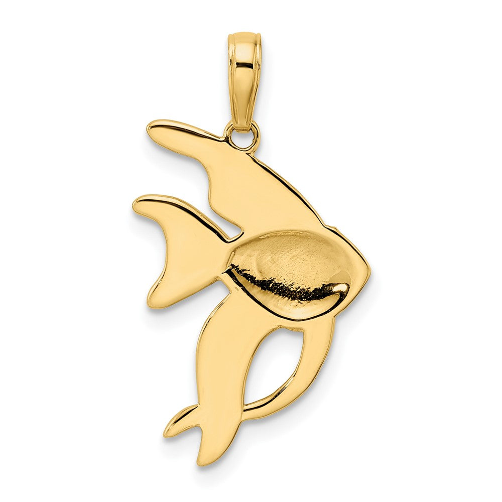 and Rhodium Diamond-cut Angelfish Pendant - WBC