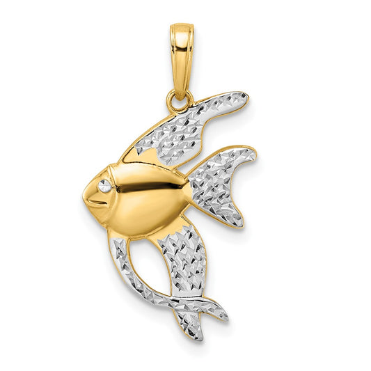 and Rhodium Diamond-cut Angelfish Pendant - WBC