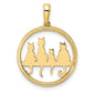 and Rhodium Diamond-cut Cats Sitting on Bench Pendant - WBC