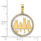 and Rhodium Diamond-cut Cats Sitting on Bench Pendant - WBC