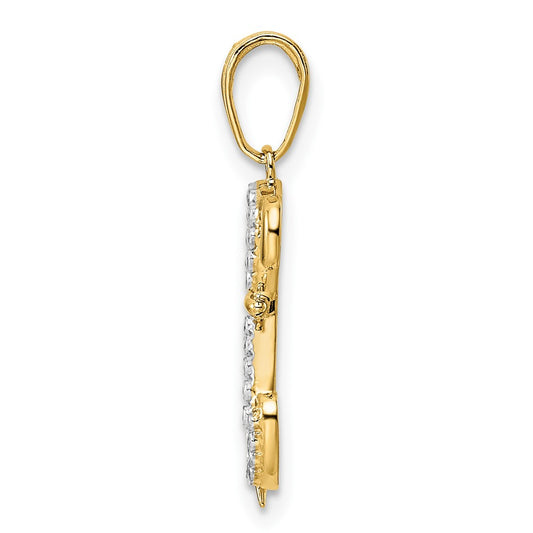 and Rhodium Diamond-cut Sitting Puppy Pendant - WBC