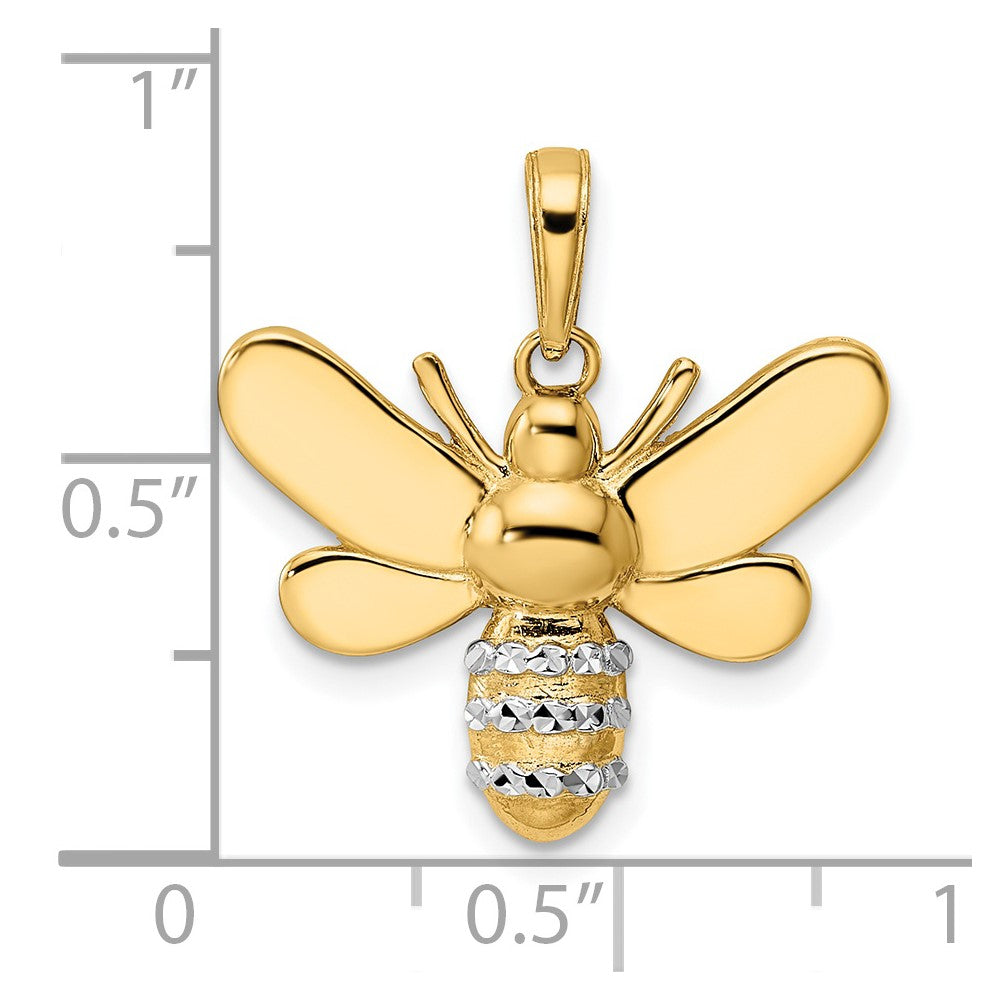 and Rhodium Diamond-cut Bumblebee Pendant - WBC