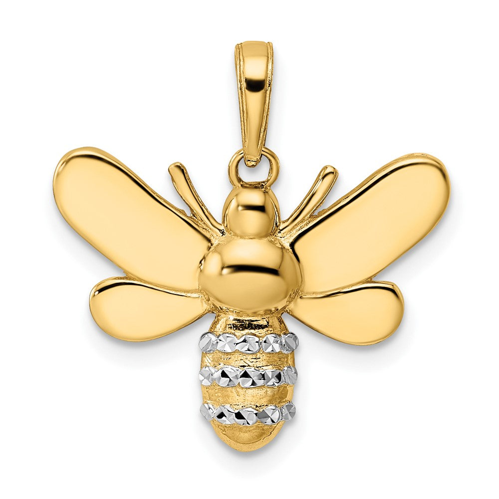 and Rhodium Diamond-cut Bumblebee Pendant - WBC