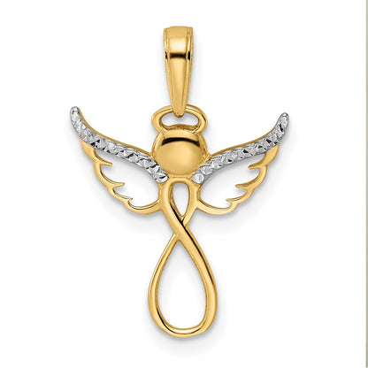and Rhodium Diamond-cut Infinity Angel Pendant - WBC