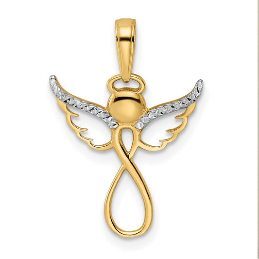 and Rhodium Diamond-cut Infinity Angel Pendant - WBC