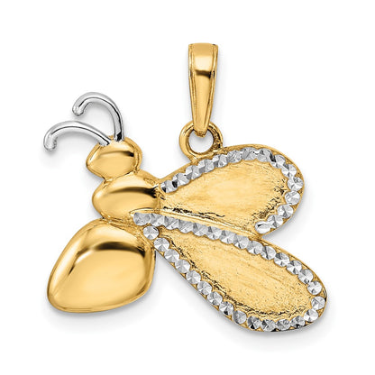 and Rhodium Diamond-cut Bumblebee Pendant - WBC