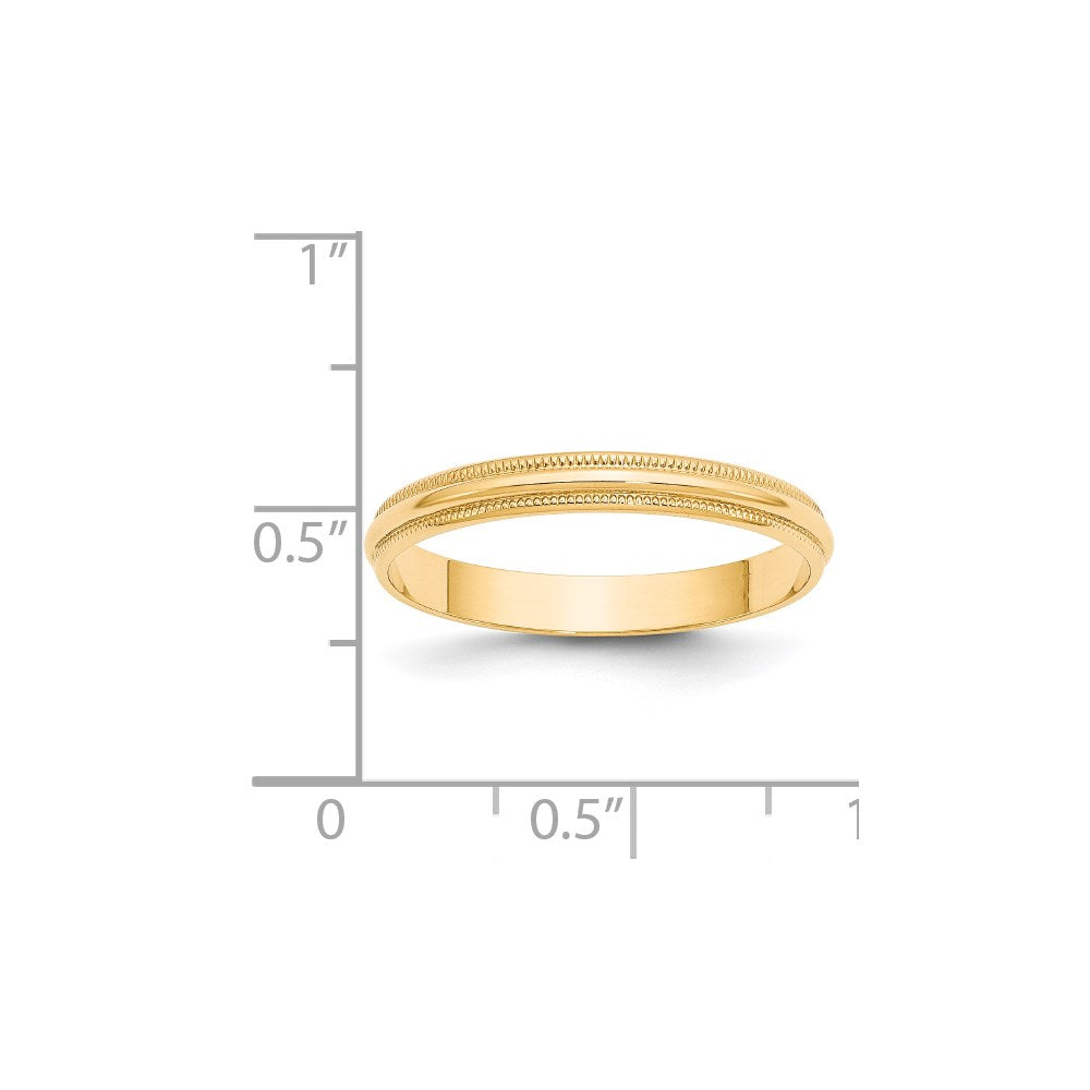Lightweight Milgrain Half Round Wedding Band - WBC