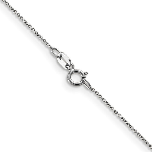 14K Solid White Gold Cable Chain with Spring Ring Clasp Pendant Chain, 0.75mm