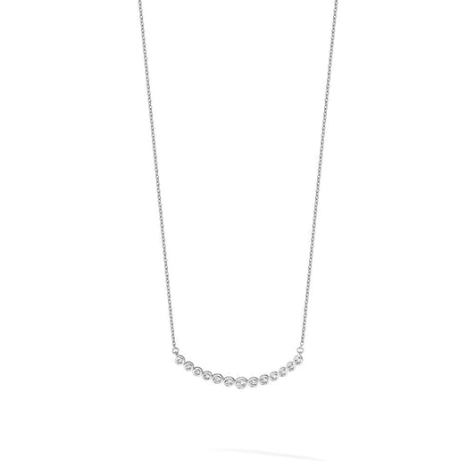14K White Gold 1/2 ct Diamond Bezel-set Curved Bar Necklace