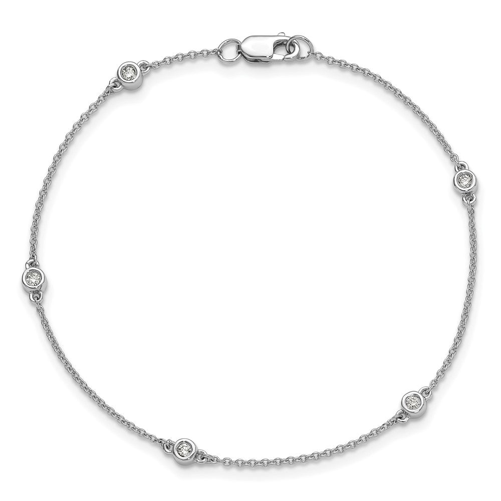 Complete 1/8 carat Bezel-set Diamond and Cable Chain 5-Station Bracelet - WBC