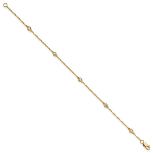 Complete 1/8 carat Bezel-set Diamond and Cable Chain 5-Station Bracelet - WBC