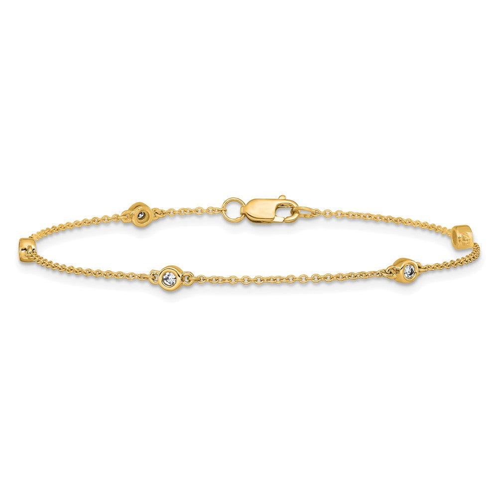 Complete 1/8 carat Bezel-set Diamond and Cable Chain 5-Station Bracelet - WBC