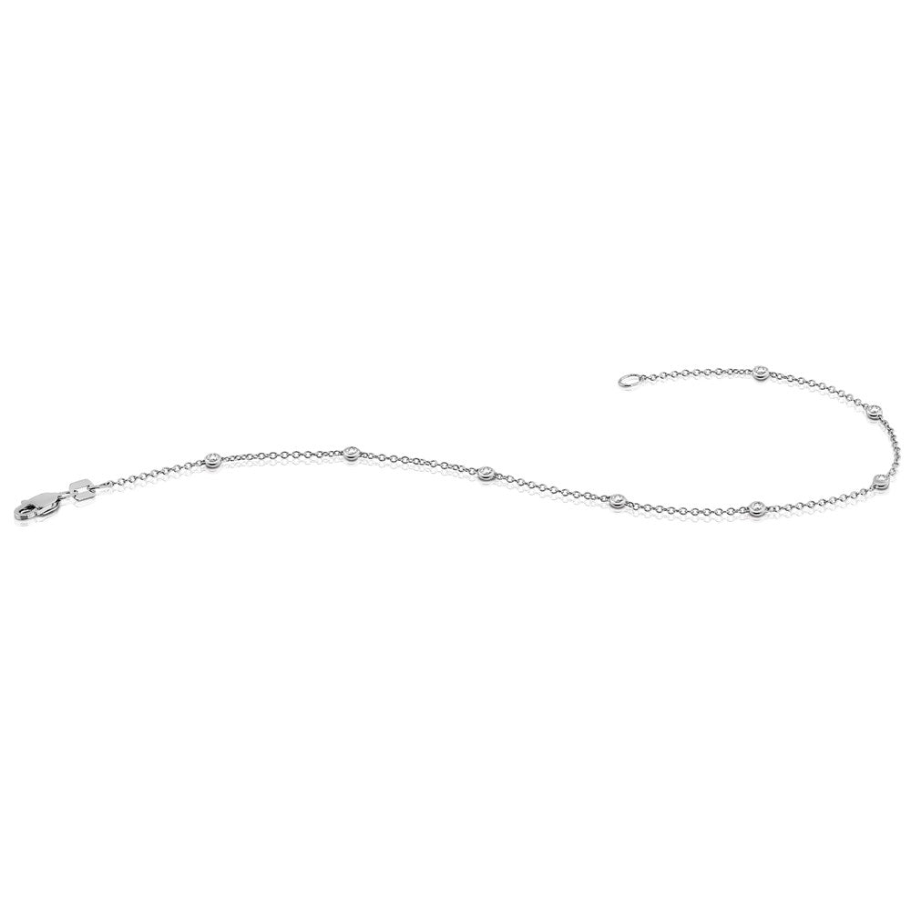 Complete 1/8 carat Bezel-set Diamond and Cable Chain 5-Station Bracelet - WBC