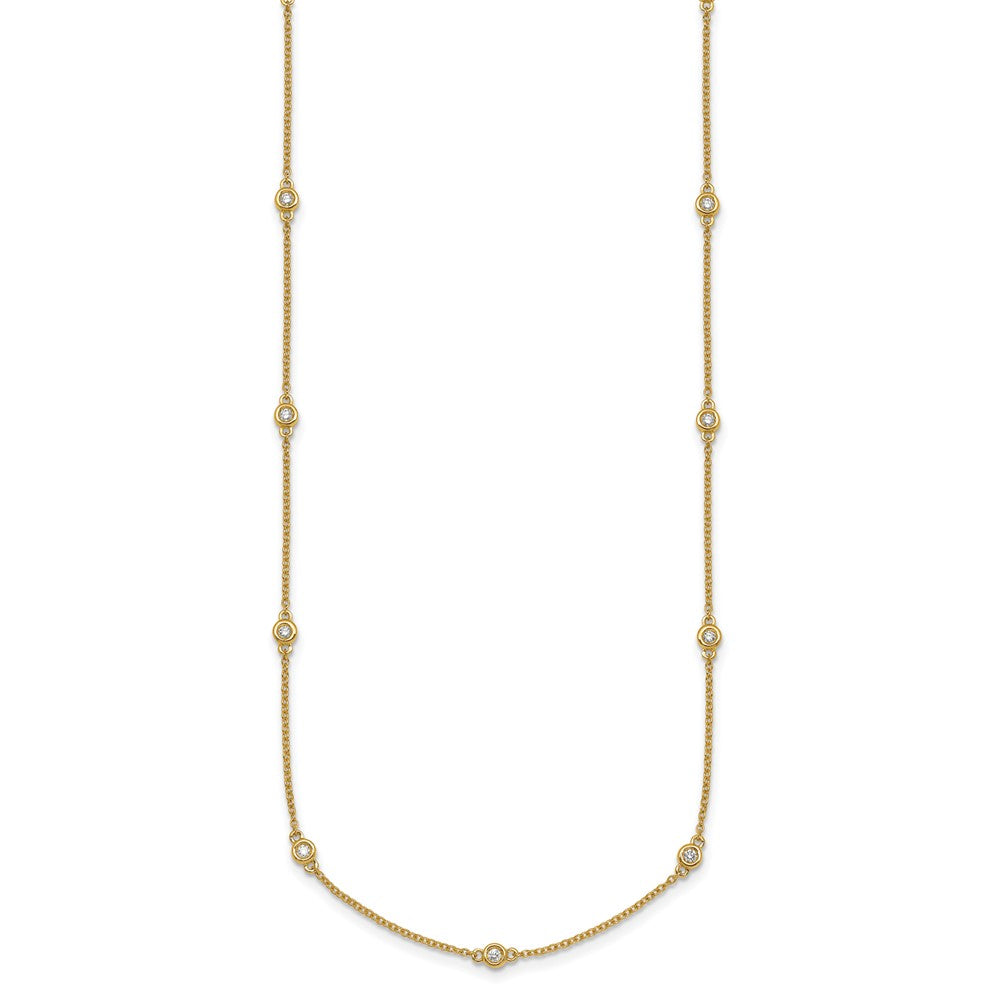 Complete 1/4 carat Bezel-set Diamond and Cable Chain 15-Station Necklace - WBC