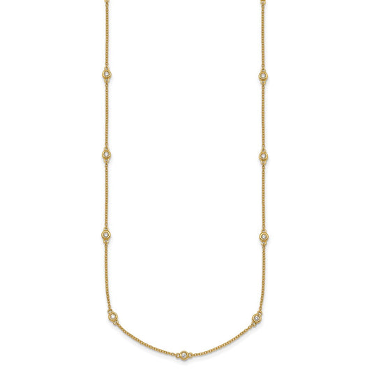 Complete 1/4 carat Bezel-set Diamond and Cable Chain 15-Station Necklace - WBC