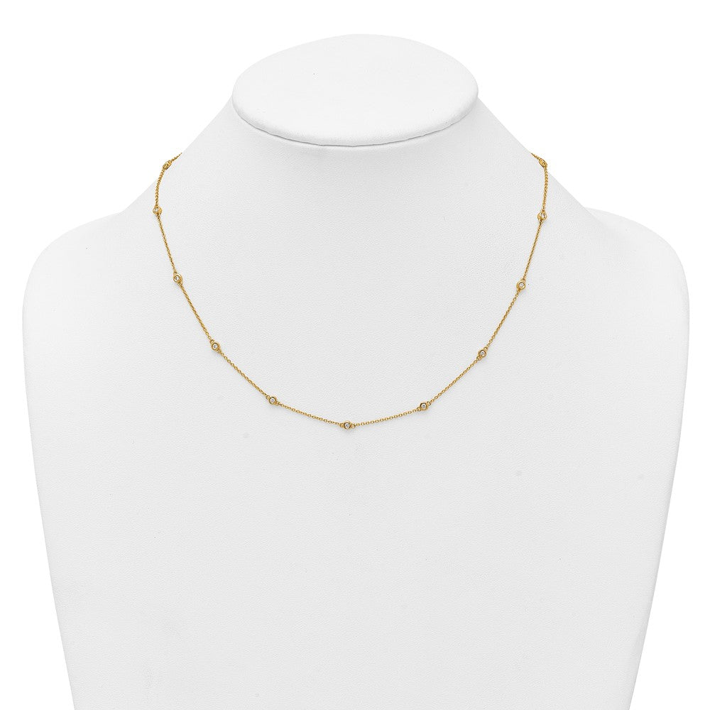 Complete 1/4 carat Bezel-set Diamond and Cable Chain 15-Station Necklace - WBC
