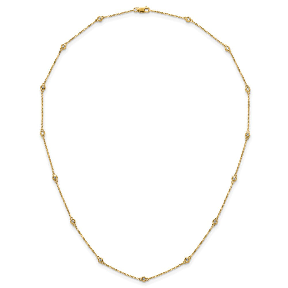 Complete 1/4 carat Bezel-set Diamond and Cable Chain 15-Station Necklace - WBC