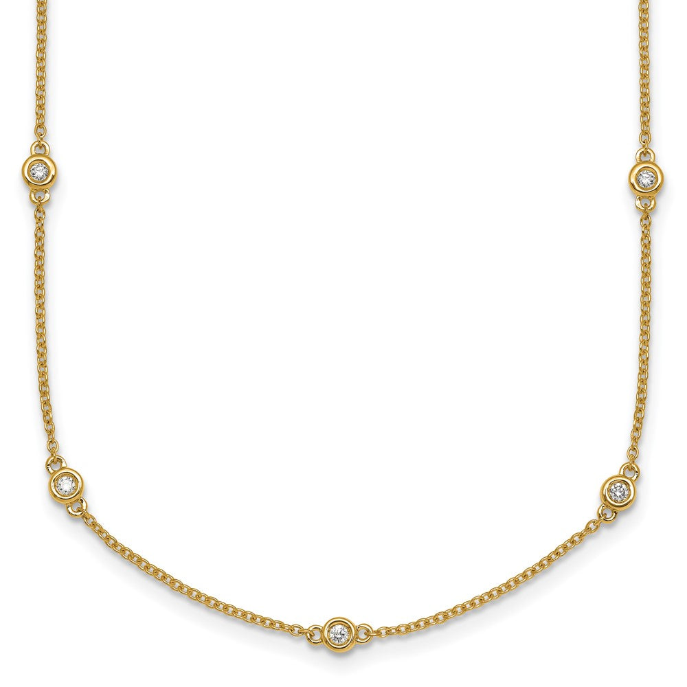Complete 1/4 carat Bezel-set Diamond and Cable Chain 15-Station Necklace - WBC