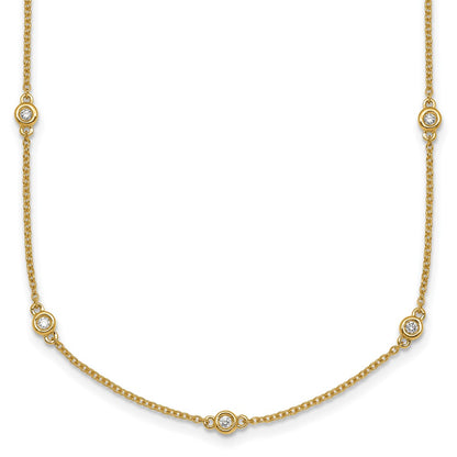 Complete 1/4 carat Bezel-set Diamond and Cable Chain 15-Station Necklace - WBC