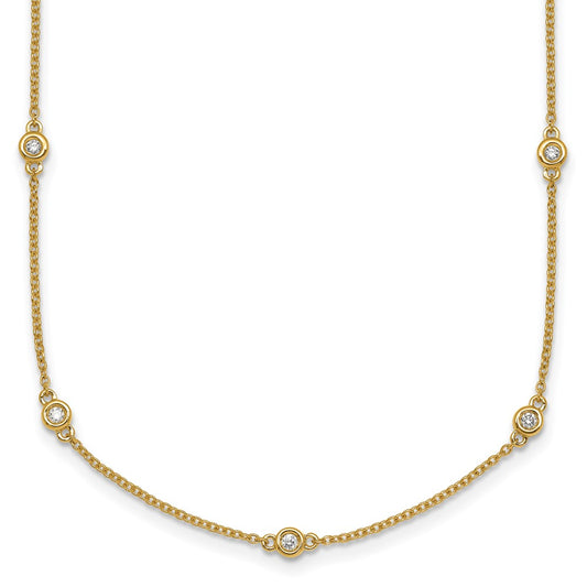 Complete 1/4 carat Bezel-set Diamond and Cable Chain 15-Station Necklace - WBC