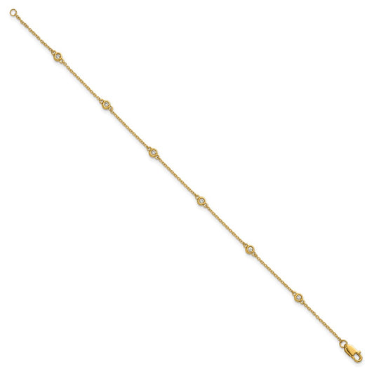 Complete 1/10 carat Bezel-set Diamond and Cable Chain 6-Station Bracelet - WBC