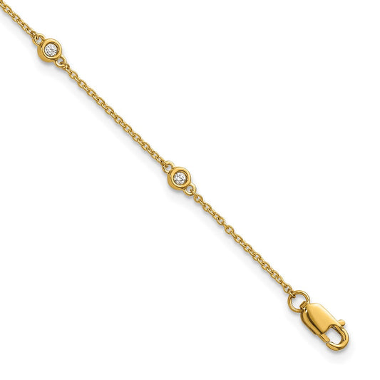 Complete 1/10 carat Bezel-set Diamond and Cable Chain 6-Station Bracelet - WBC