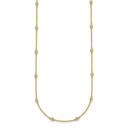 Complete 1/3 carat Bezel-set Diamond and Cable Chain 18-Station Necklace - WBC