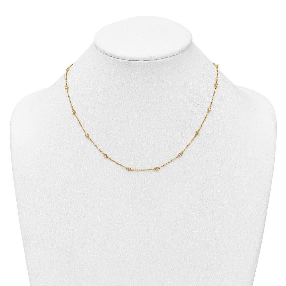 Complete 1/3 carat Bezel-set Diamond and Cable Chain 18-Station Necklace - WBC