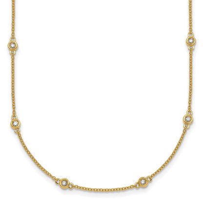 Complete 1/3 carat Bezel-set Diamond and Cable Chain 18-Station Necklace - WBC