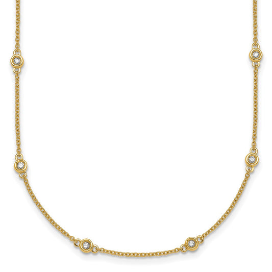 Complete 1/3 carat Bezel-set Diamond and Cable Chain 18-Station Necklace - WBC