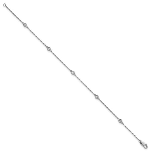 Complete 1/8 carat Bezel-set Diamond and Cable Chain 5-Station Bracelet - WBC