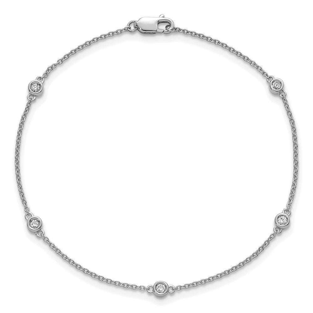 Complete 1/8 carat Bezel-set Diamond and Cable Chain 5-Station Bracelet - WBC