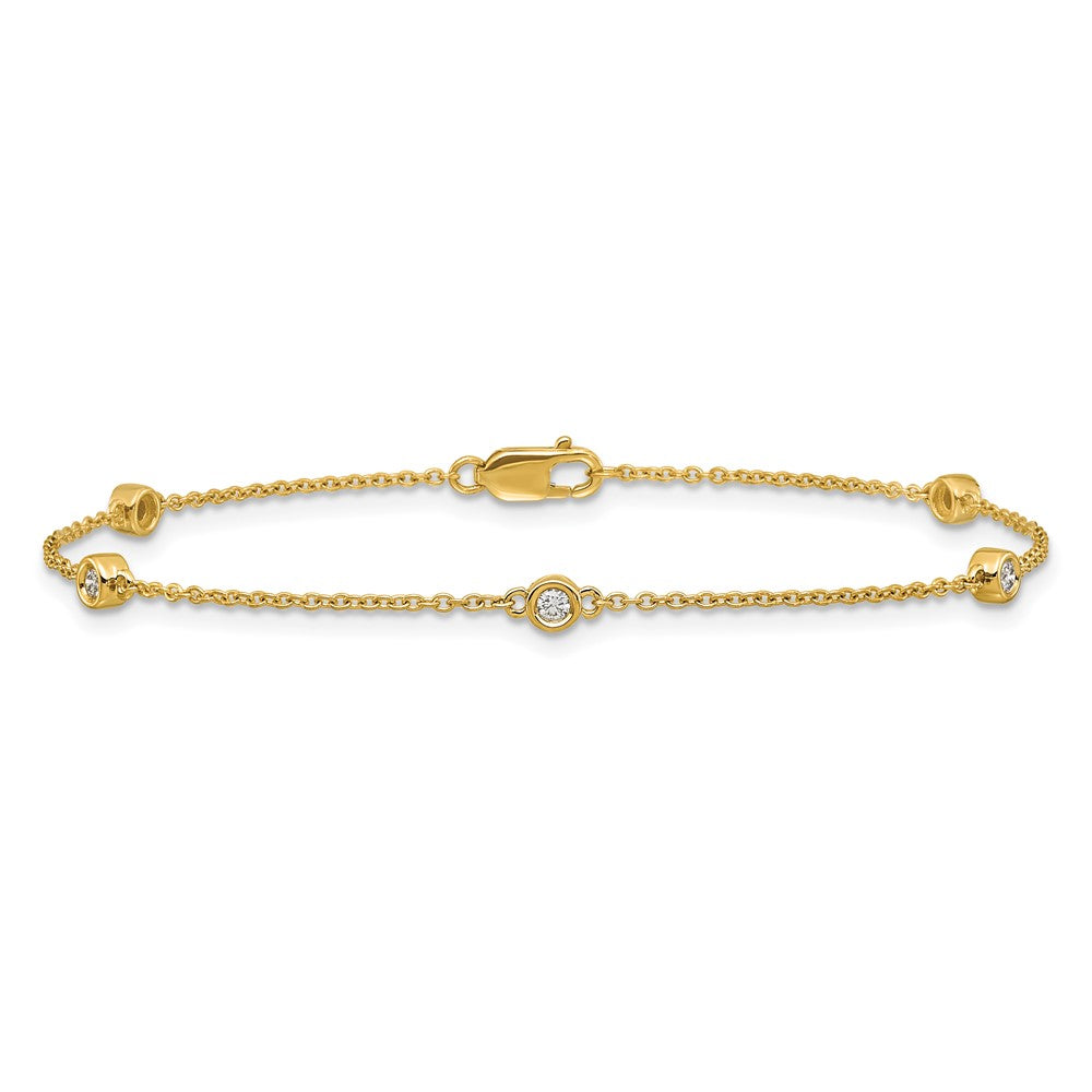 Complete 1/8 carat Bezel-set Diamond and Cable Chain 5-Station Bracelet - WBC