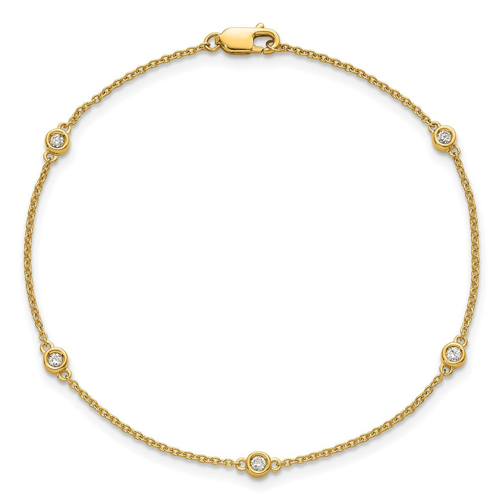 Complete 1/8 carat Bezel-set Diamond and Cable Chain 5-Station Bracelet - WBC