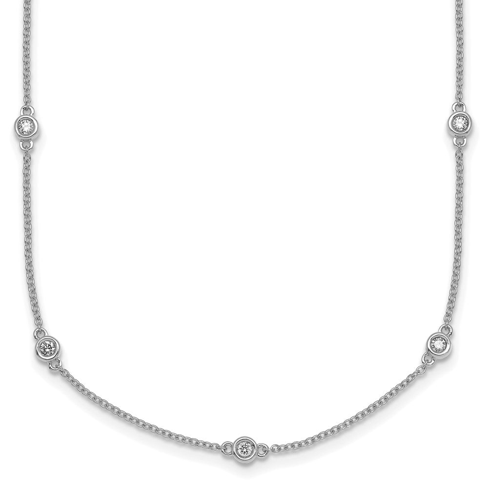 Complete 3/8 carat Bezel-set Diamond and Cable Chain 17-Station Necklace - WBC