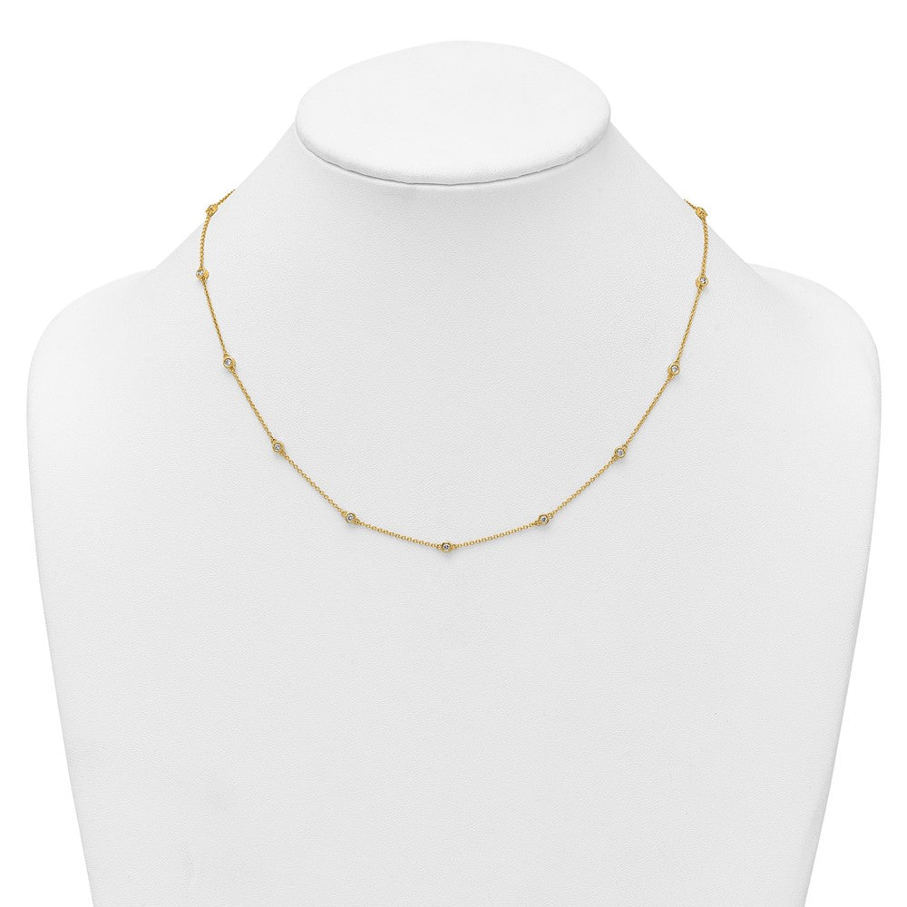 Complete 3/8 carat Bezel-set Diamond and Cable Chain 15-Station Necklace - WBC